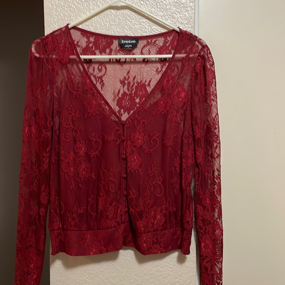 Bebe red lace top